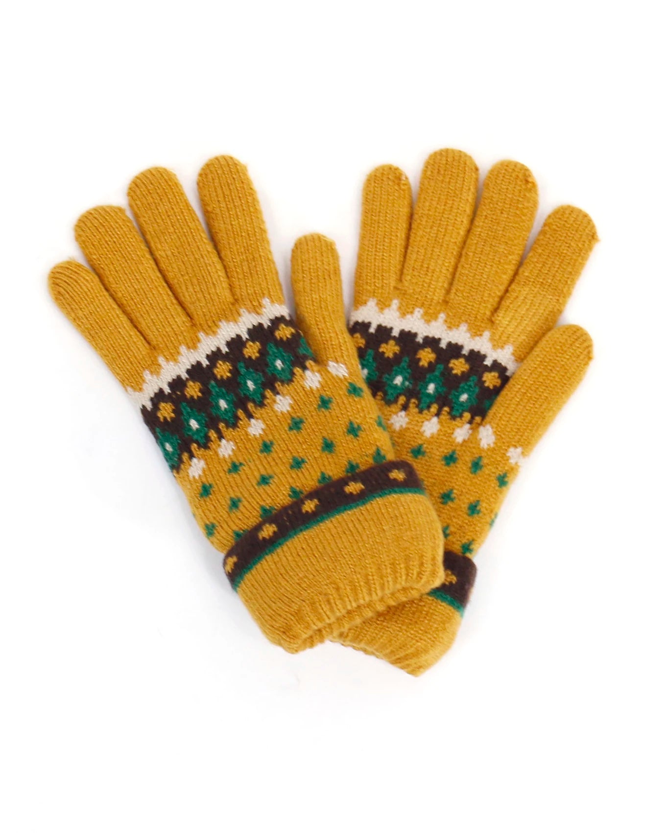 Fleece Lined Knit Gloves - Mustard