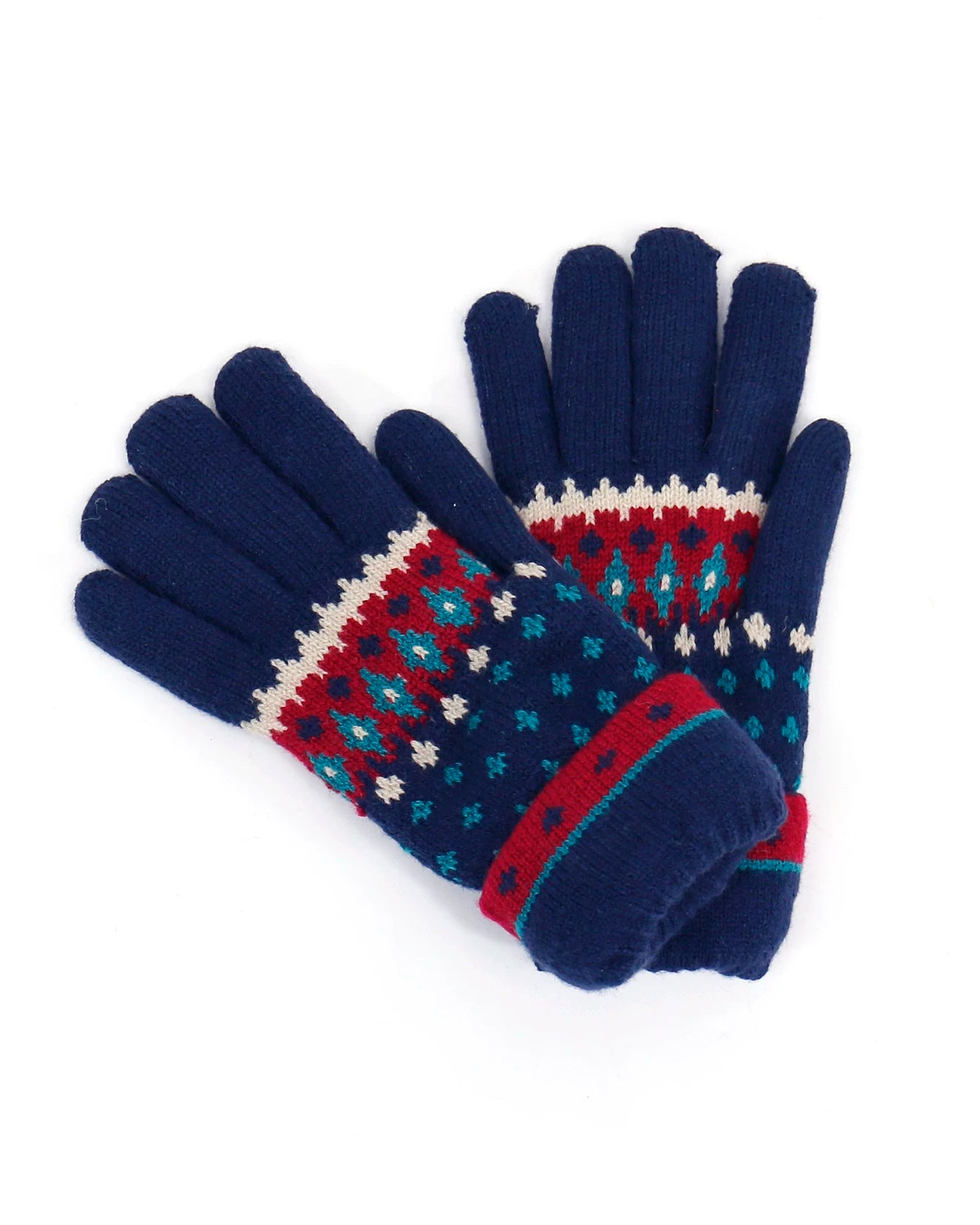 Fleece Lined Knit Gloves - Navy