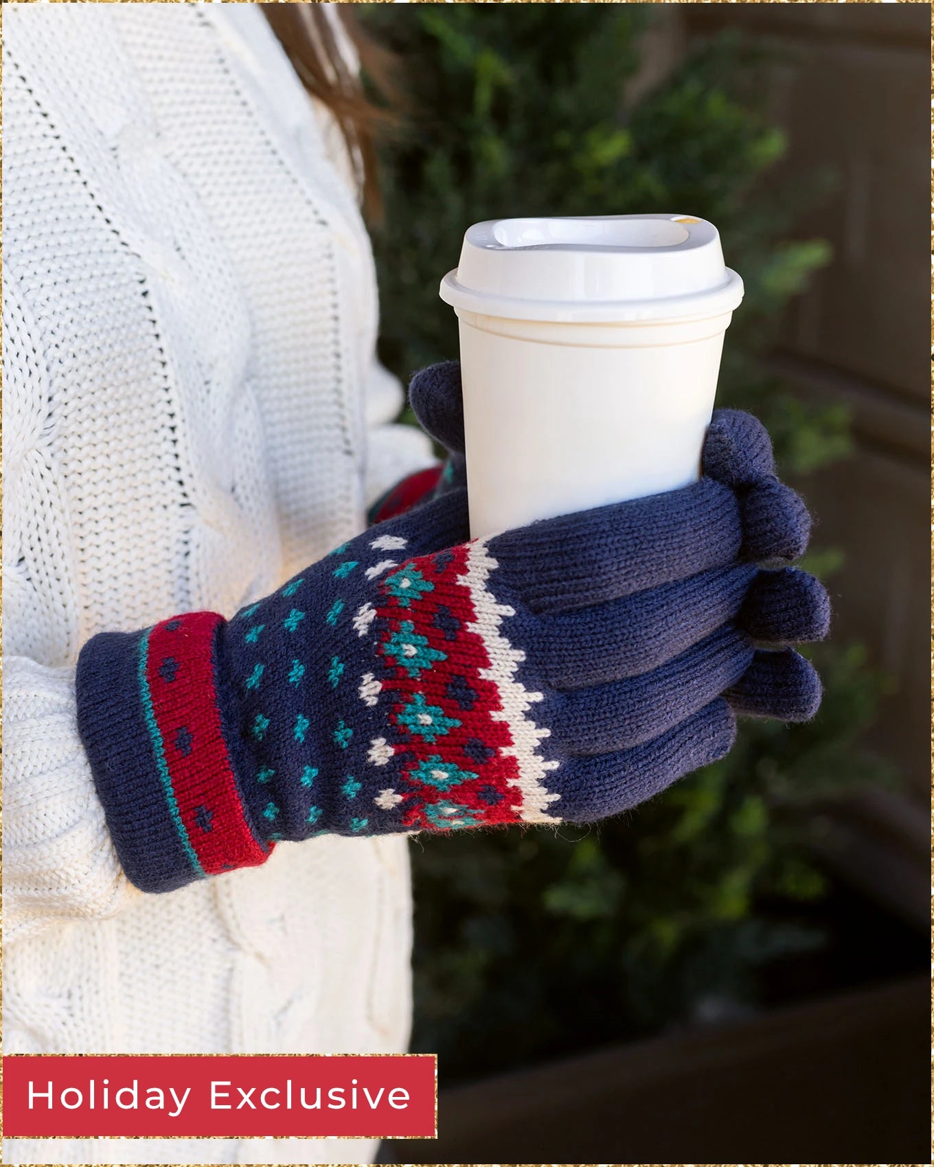 Fleece Lined Knit Gloves - Navy