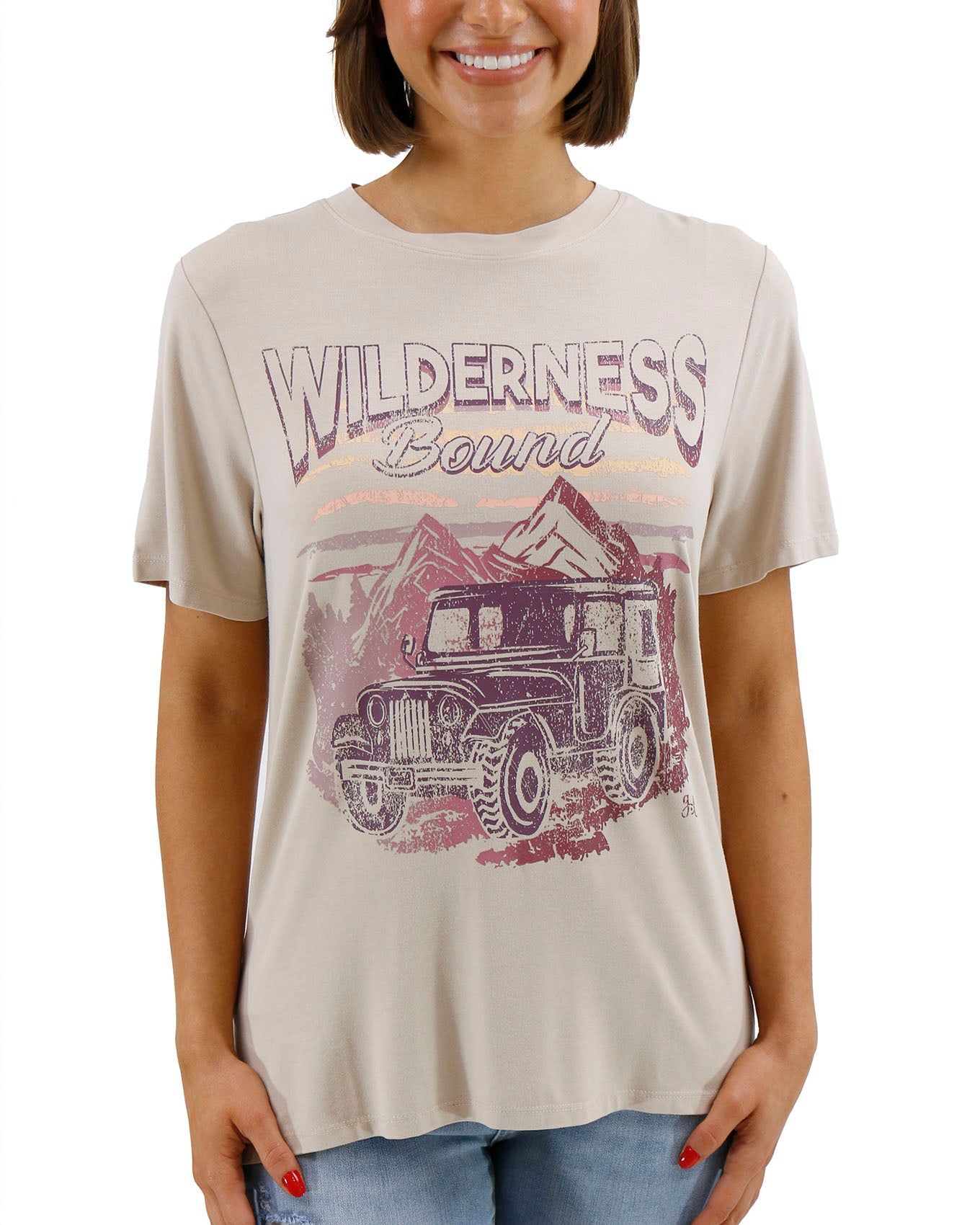 Side Slit Girlfriend Fit Graphic Tee - Wilderness Bound