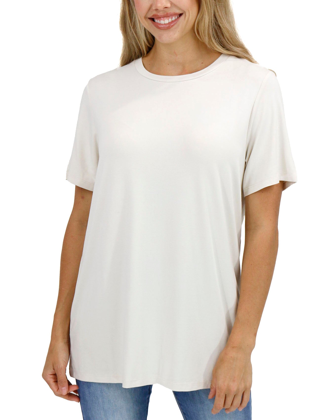 Womens plain clearance cream t shirt