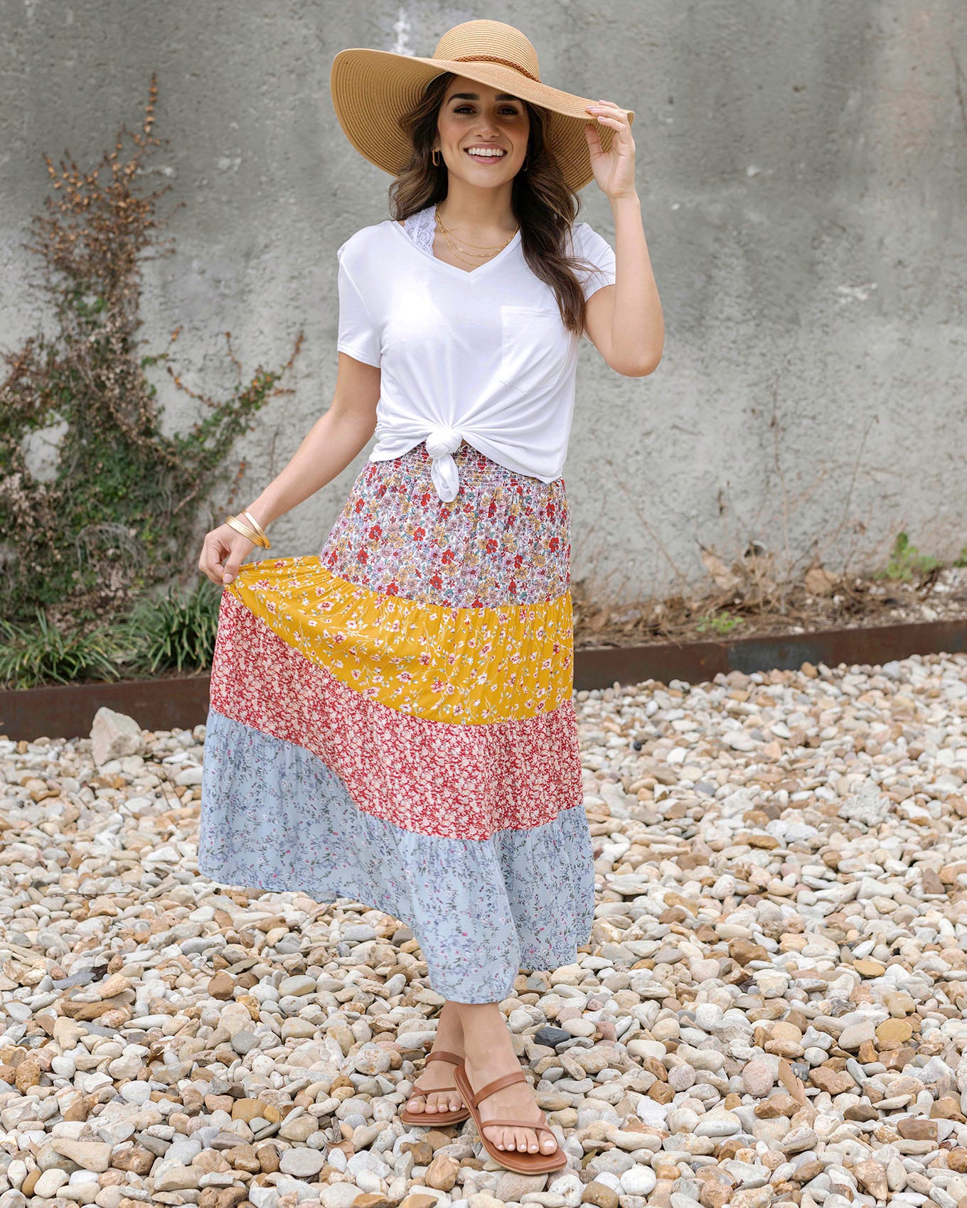 Go-To Tiered Floral Patchwork Skirt - Grace and Lace