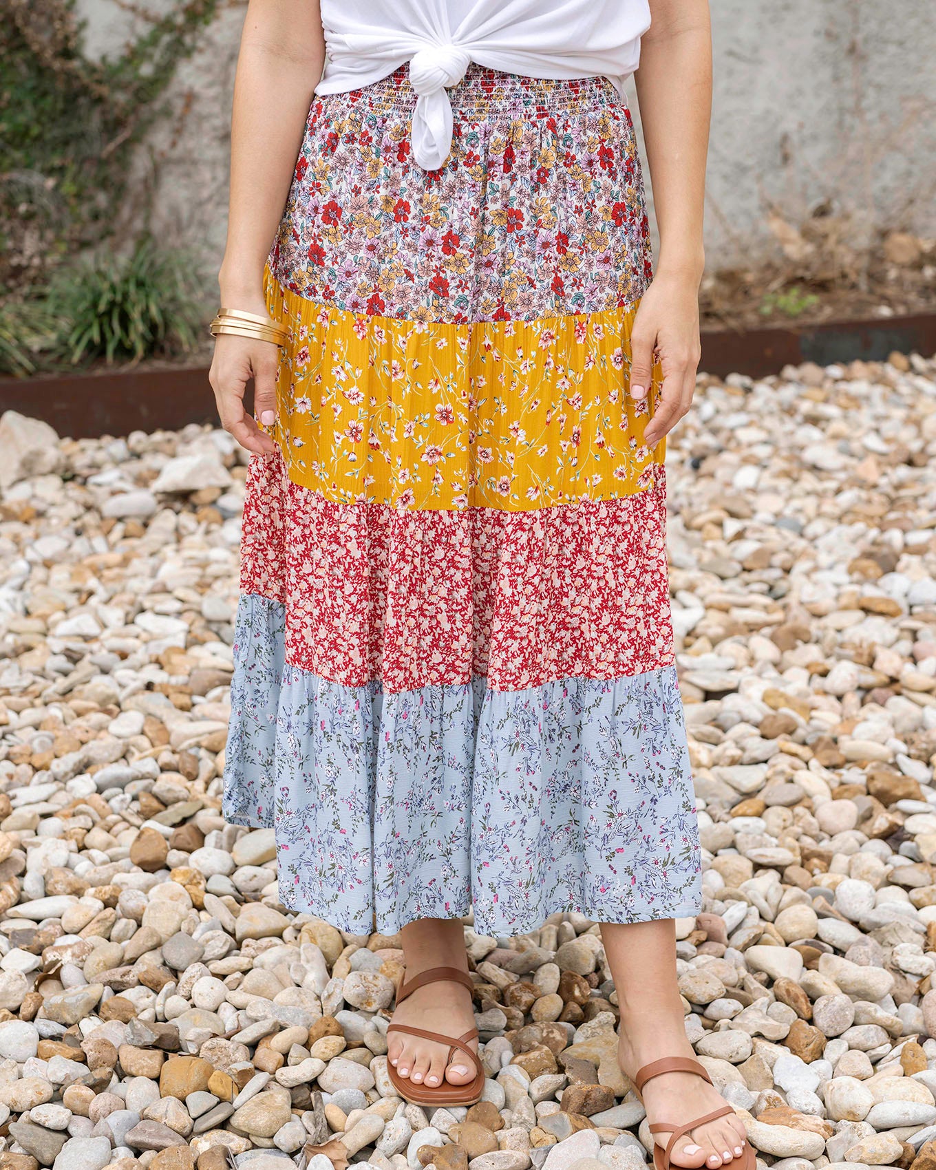 Go-To Tiered Floral Patchwork Skirt
