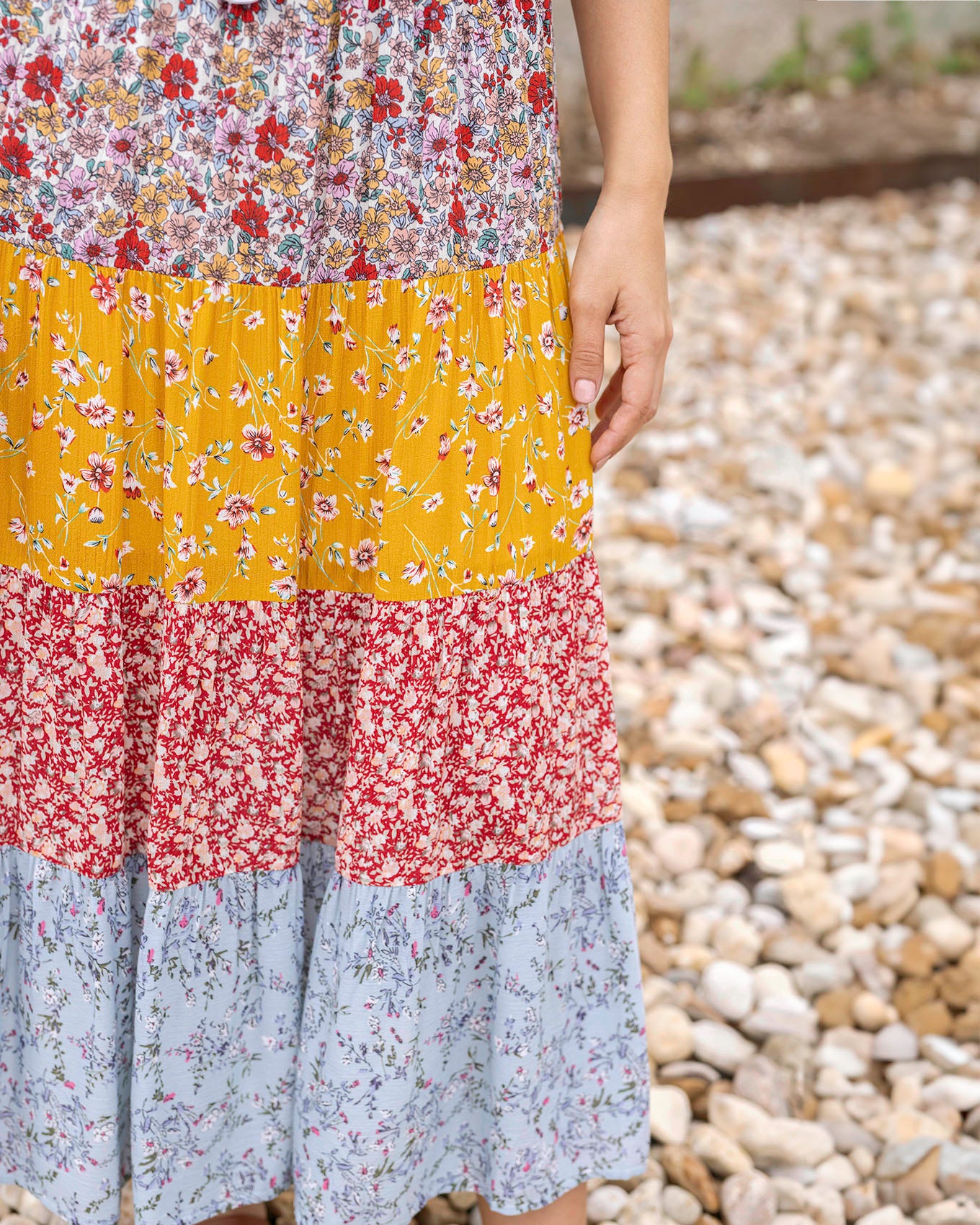 Go-To Tiered Floral Patchwork Skirt