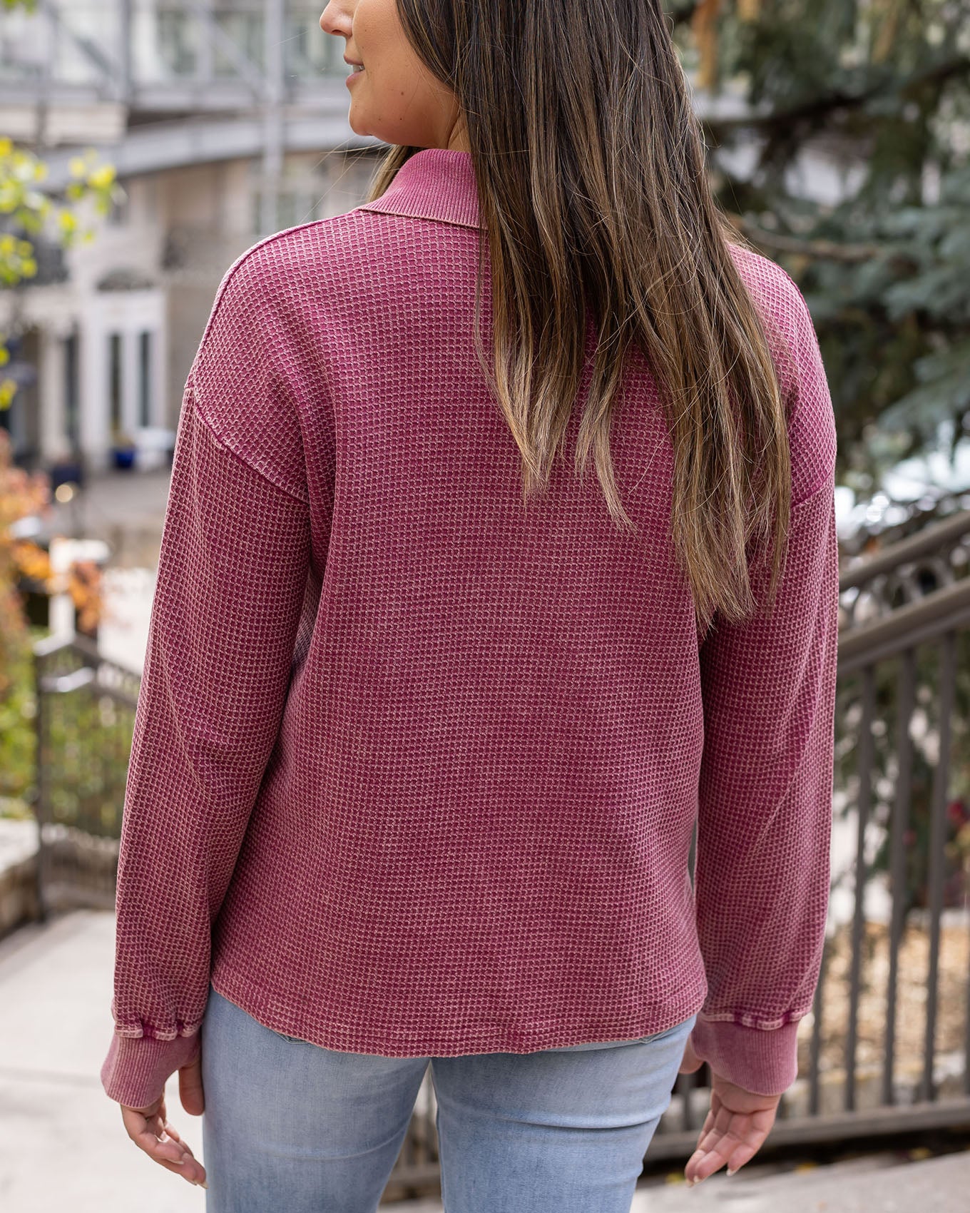 Hideaway Washed Berry Thermal Pullover