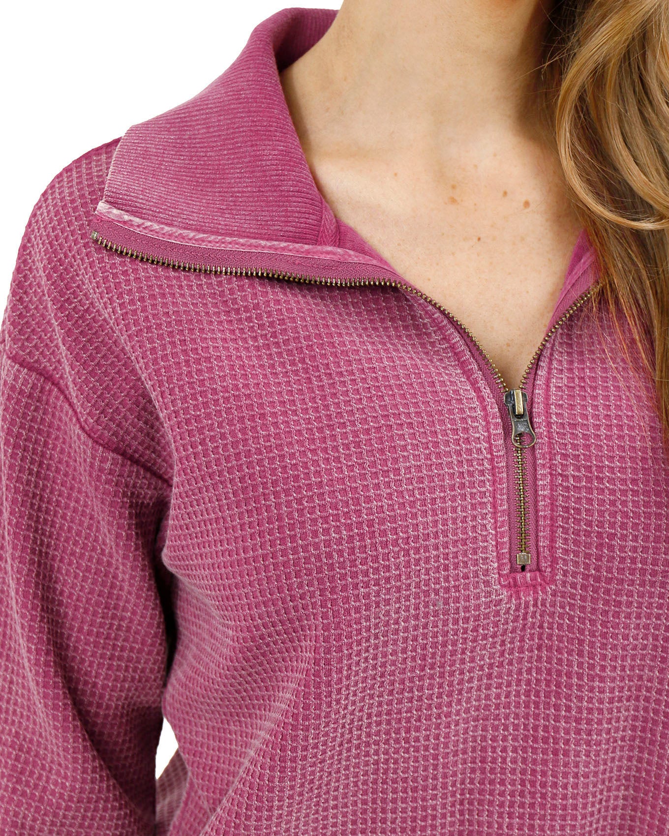 Hideaway Washed Berry Thermal Pullover