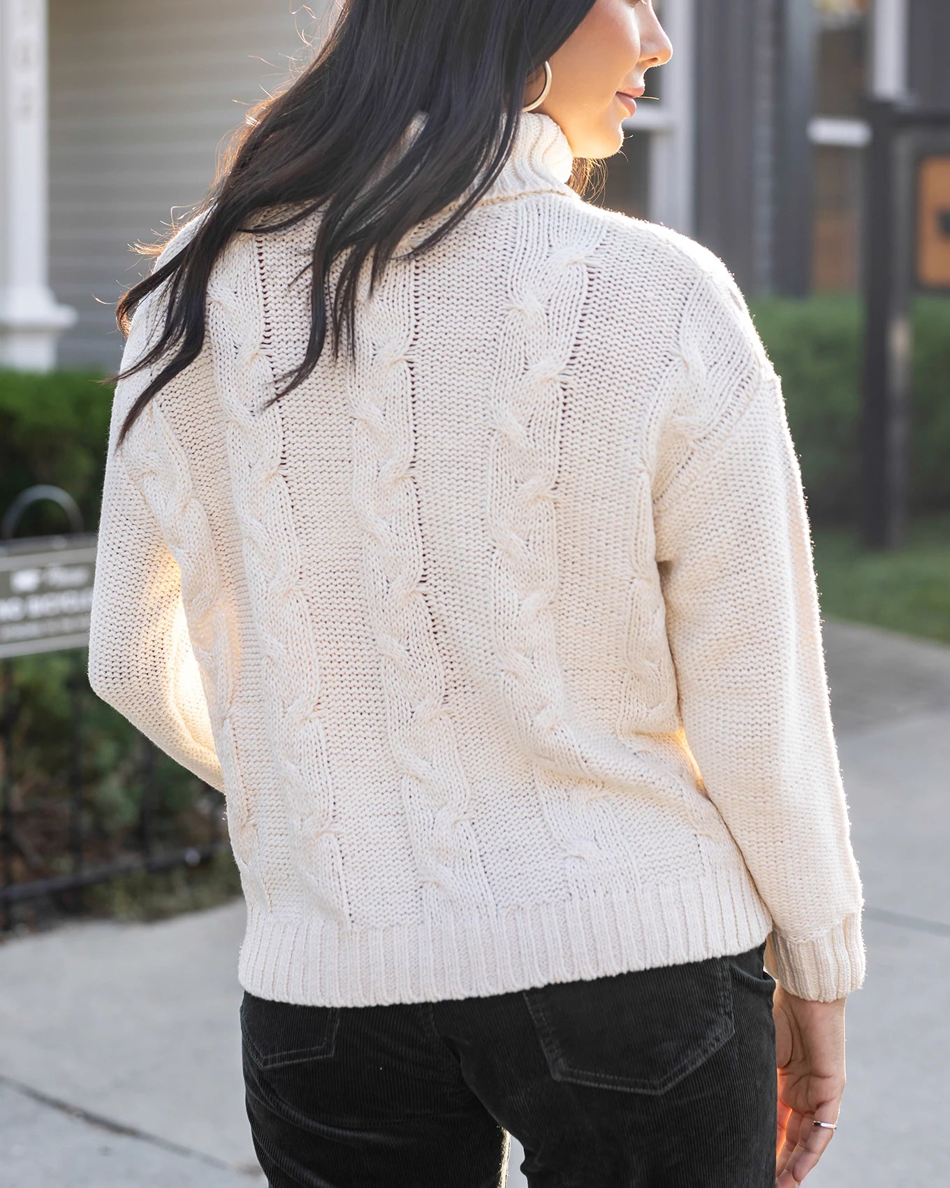 Cream cable knit sweater womens best sale