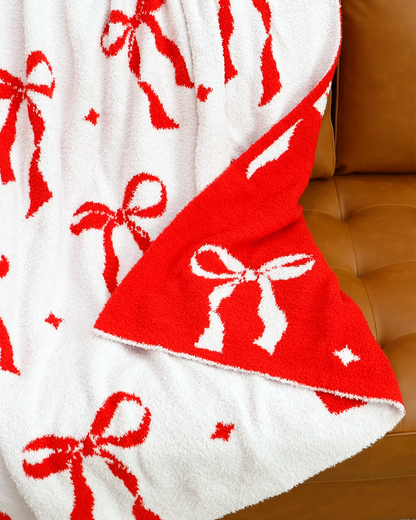 Holiday Cuddle Cloud Blanket - Red Bows - FINAL SALE