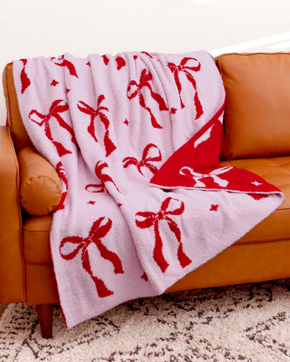 Holiday Cuddle Cloud Blanket - Red Bows - FINAL SALE