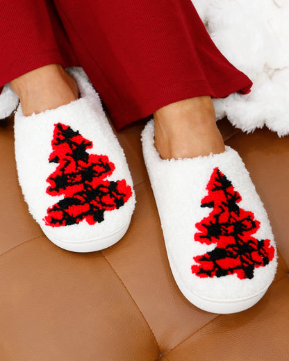 Holiday Plaid Christmas Tree Slippers