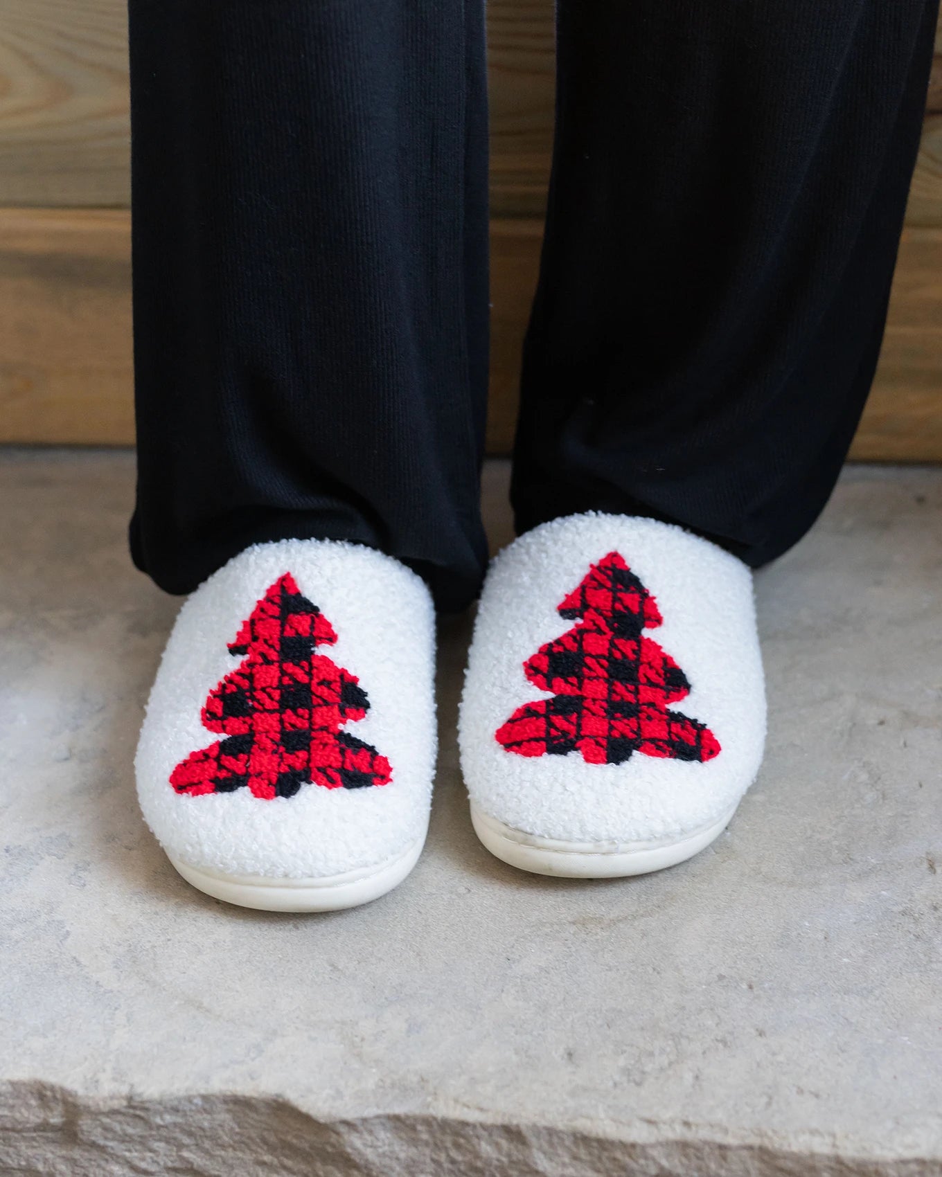 Holiday Plaid Christmas Tree Slippers