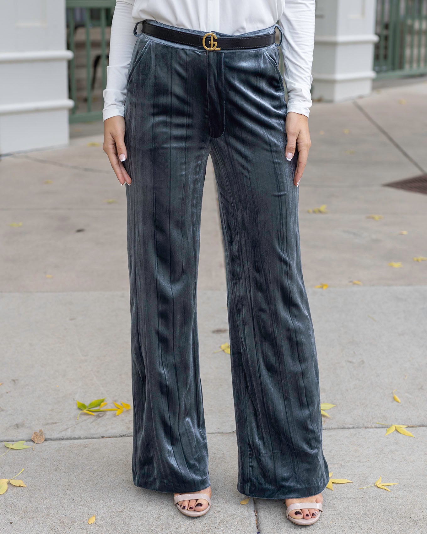 Luxe Belted Velvet Pant - Moonstone Blue Velvet | Universal Standard