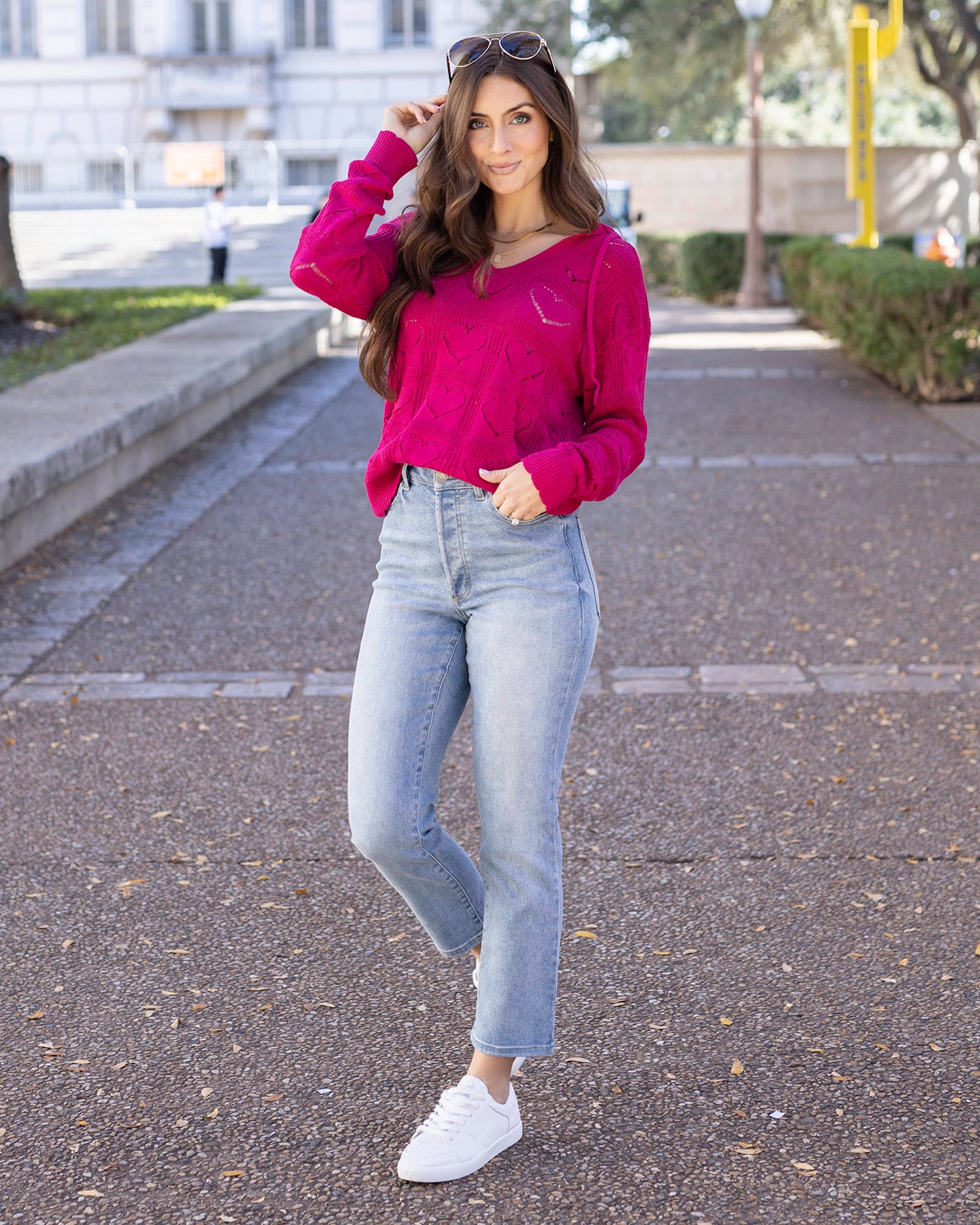 Pink shop pointelle sweater