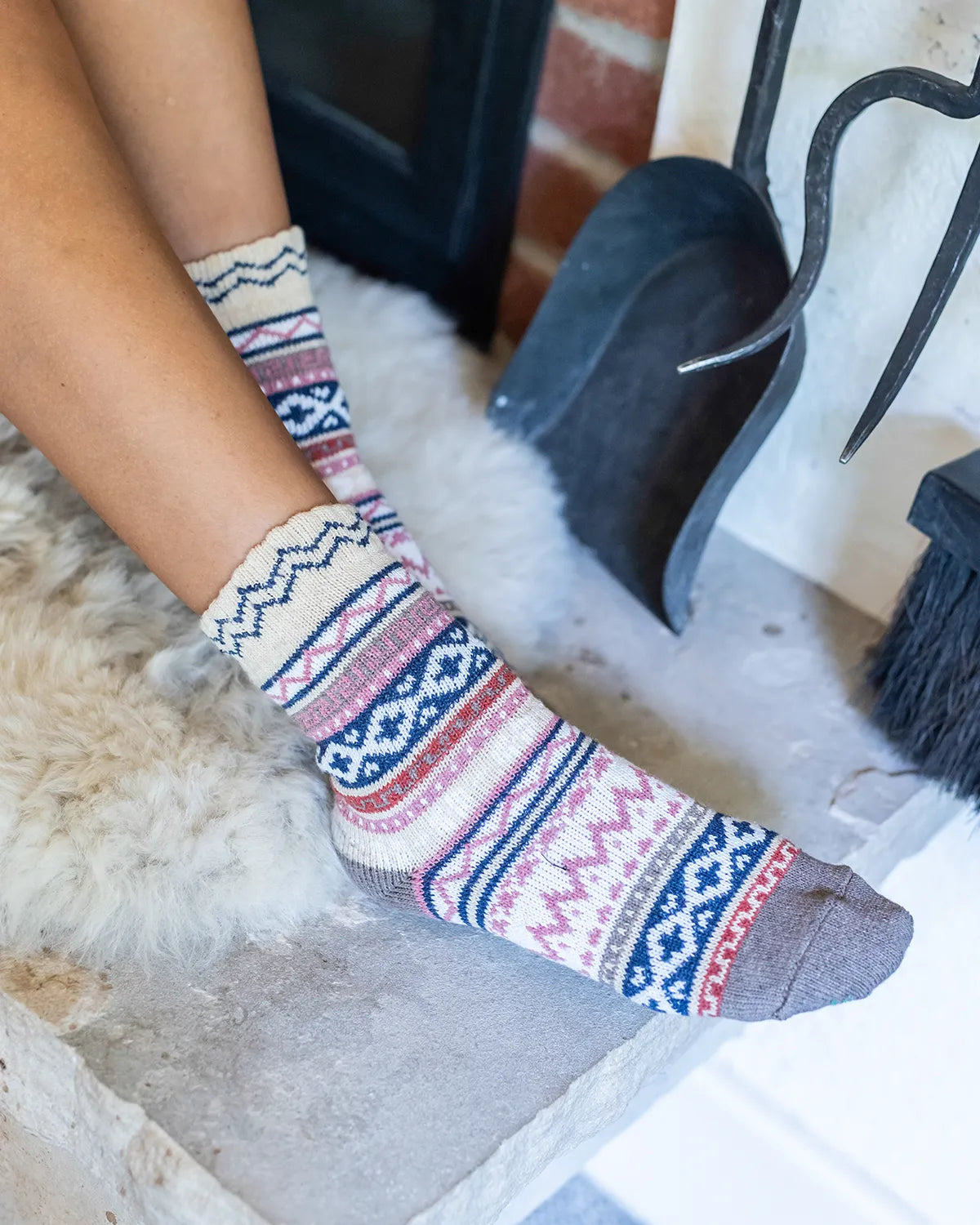 Knit Cozy Taupe Alpine Crew Socks