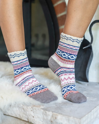 Knit Cozy Taupe Alpine Crew Socks