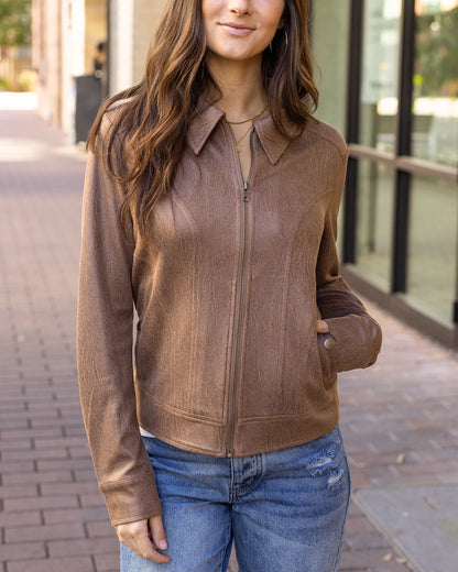 Brown faux leather jacket