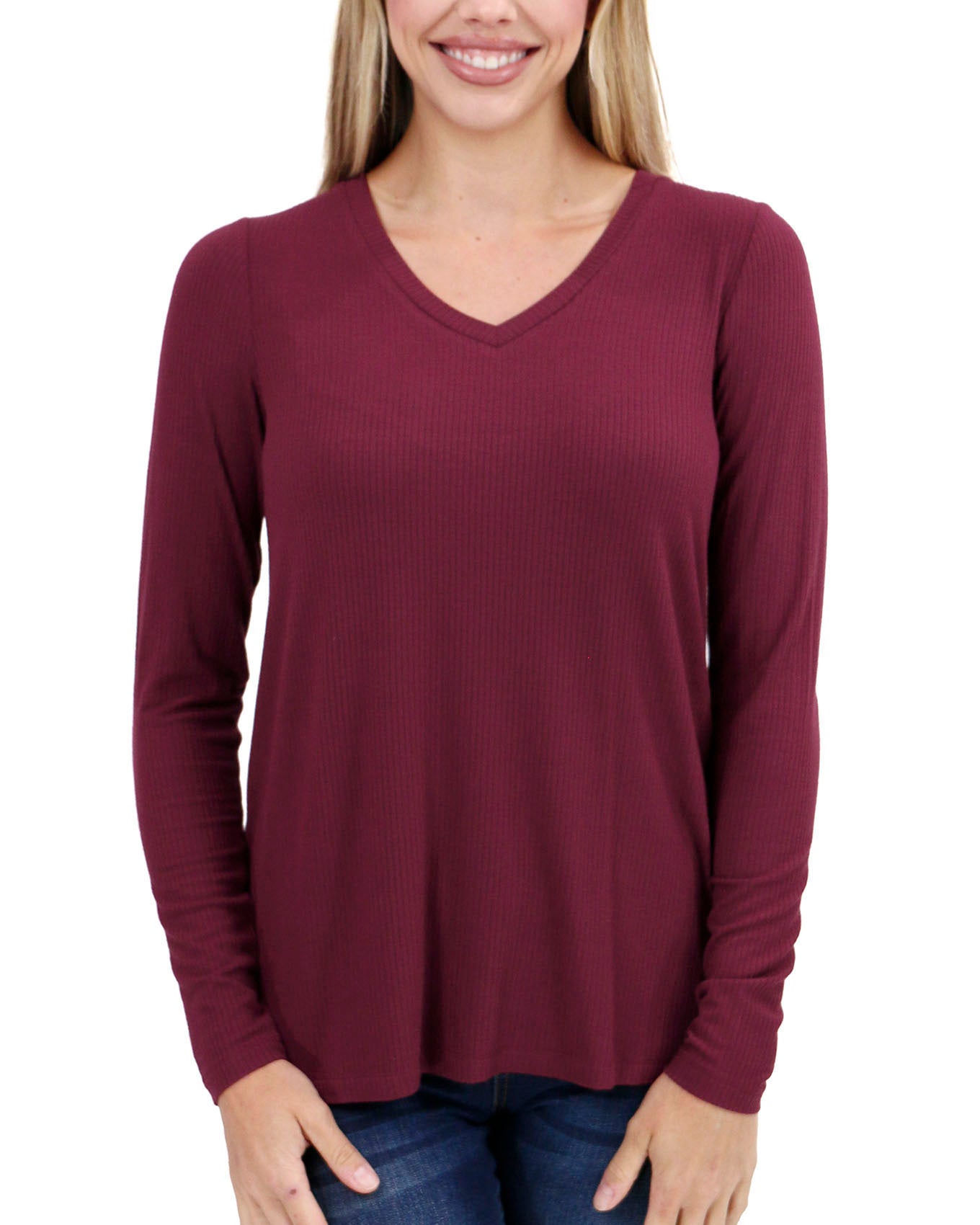 Wine Ribbed Long Sleeve Top FINAL SALE Grace and Lace