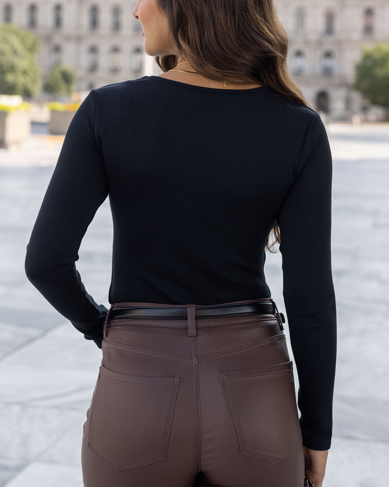 Luxury Designer Women Bodysuit/ Black Leather Women Bodysuit/ Long Sleeve  Women Bodysuit 