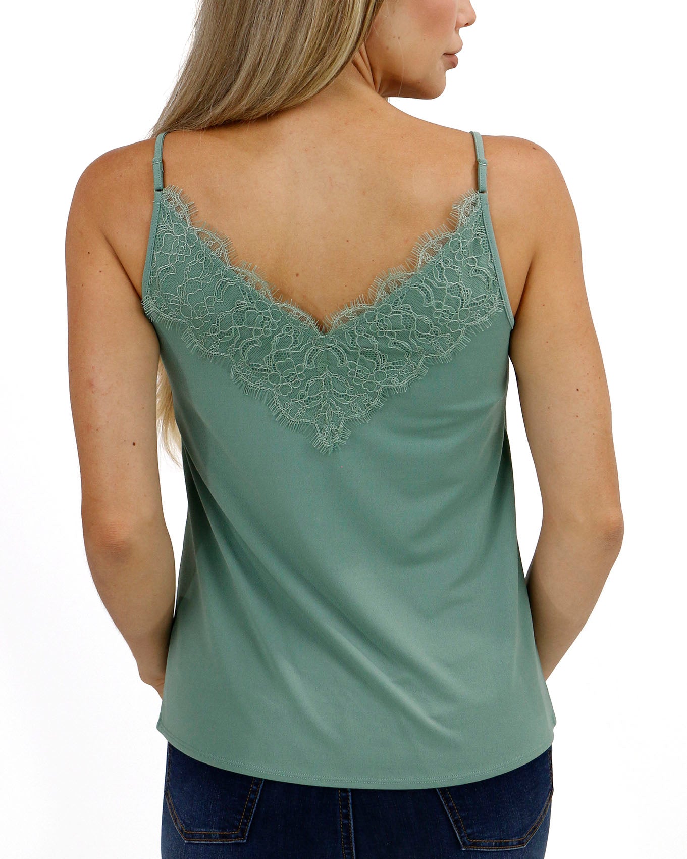 Button Lace Trim Cami in Frosted Grove - Grace and Lace