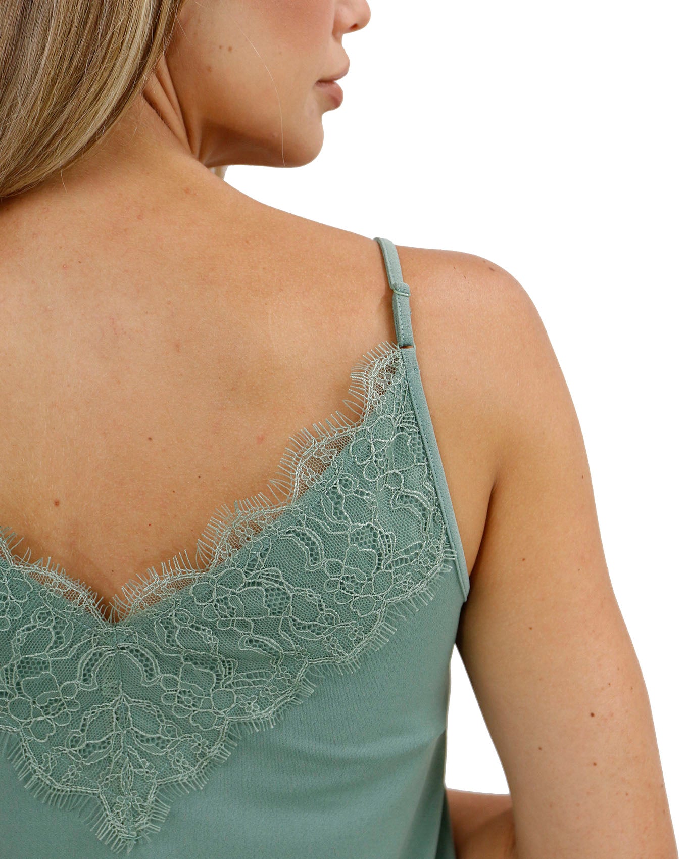 Button Lace Trim Cami in Frosted Grove - FINAL SALE - Grace and Lace