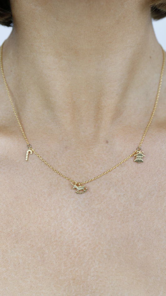 Holiday Gold Charm Necklace