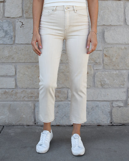 Mel's Fave Non Distressed Cropped Straight Leg Colored Denim in Natural