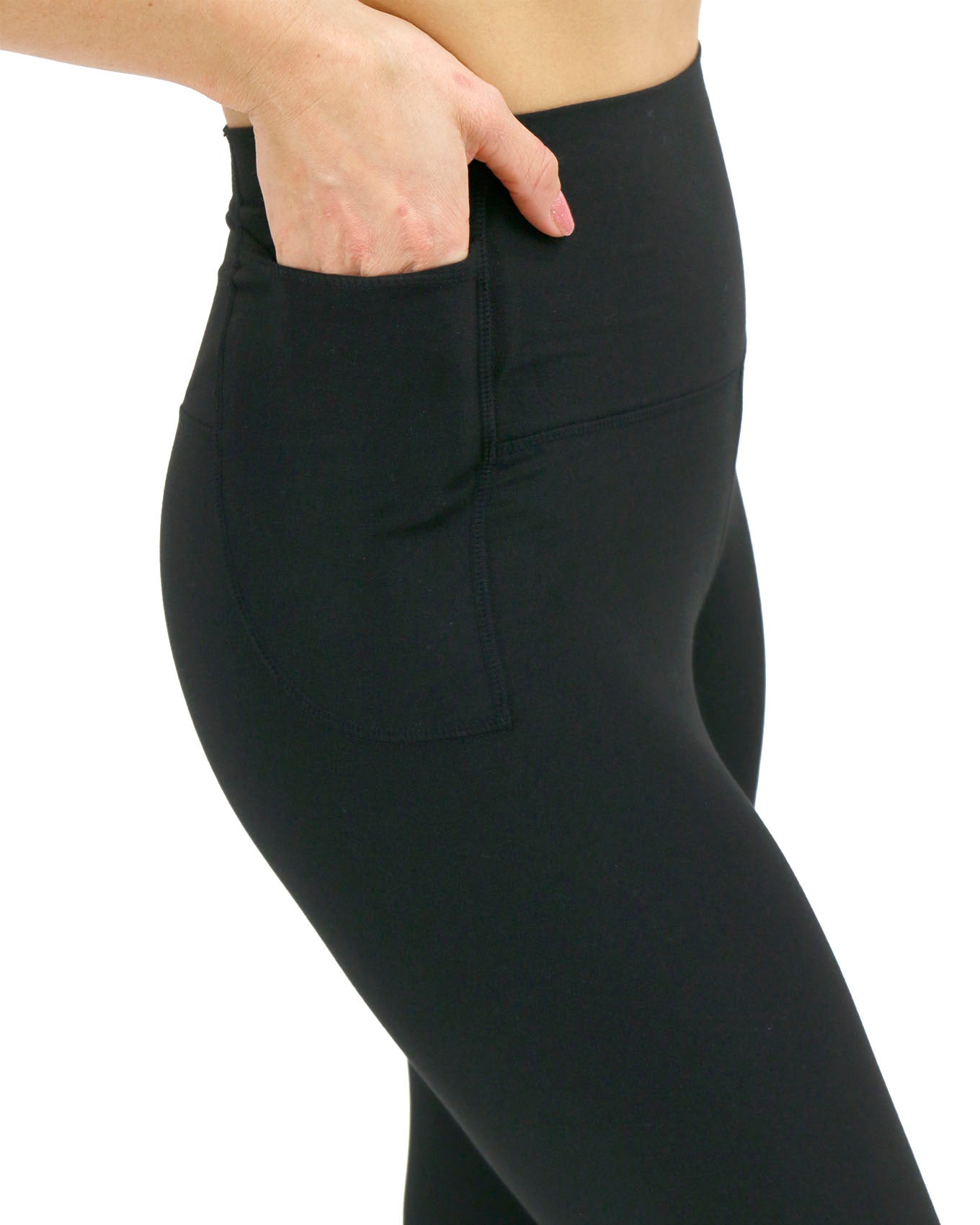 Cropped Mid-Weight Daily Pocket Leggings in Black - Grace and Lace