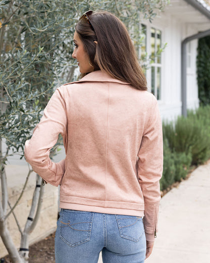 As-Is Move Free Leather Like Moto Jacket in Blush - FINAL SALE