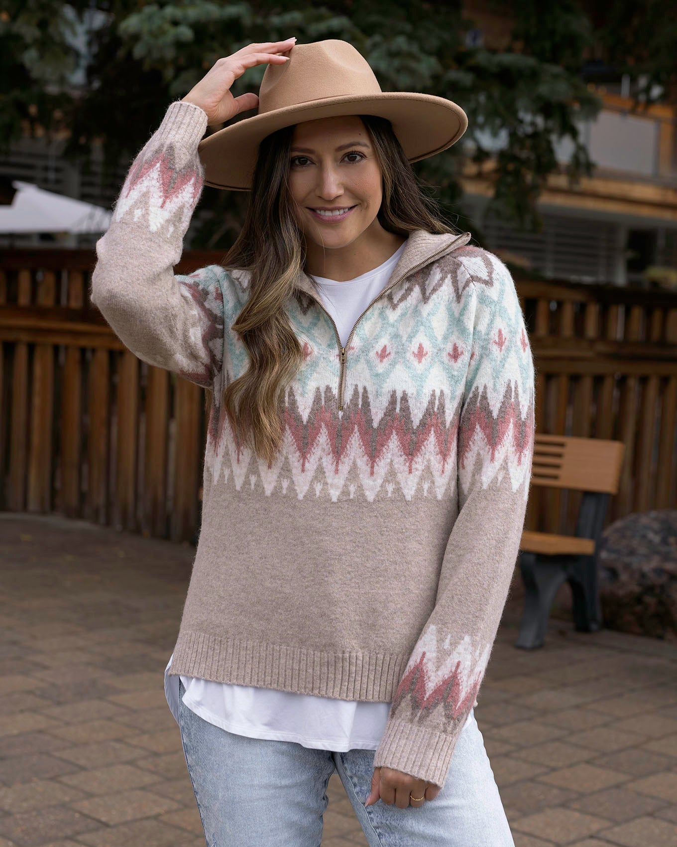 Quarter Zip Fair Isle Sweater Grace and Lace