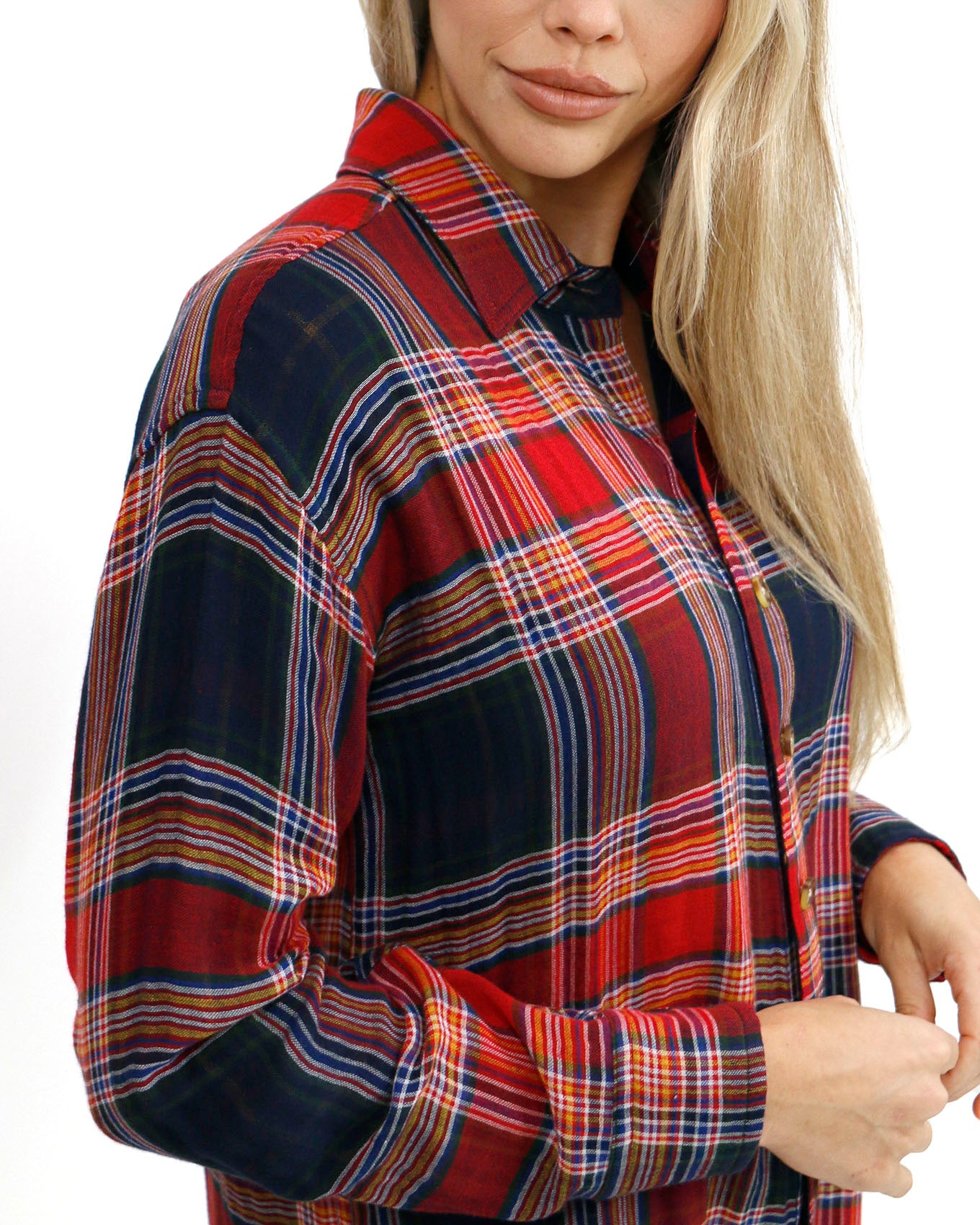 Grace and Lace Stretch Plaid Henley Top – Moxie On Second