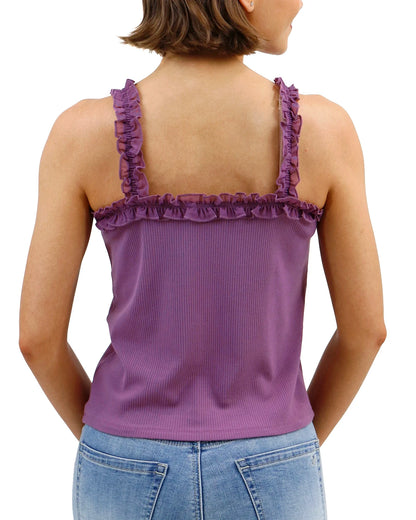 Ruffle Square Neck Cami in Purple Haze