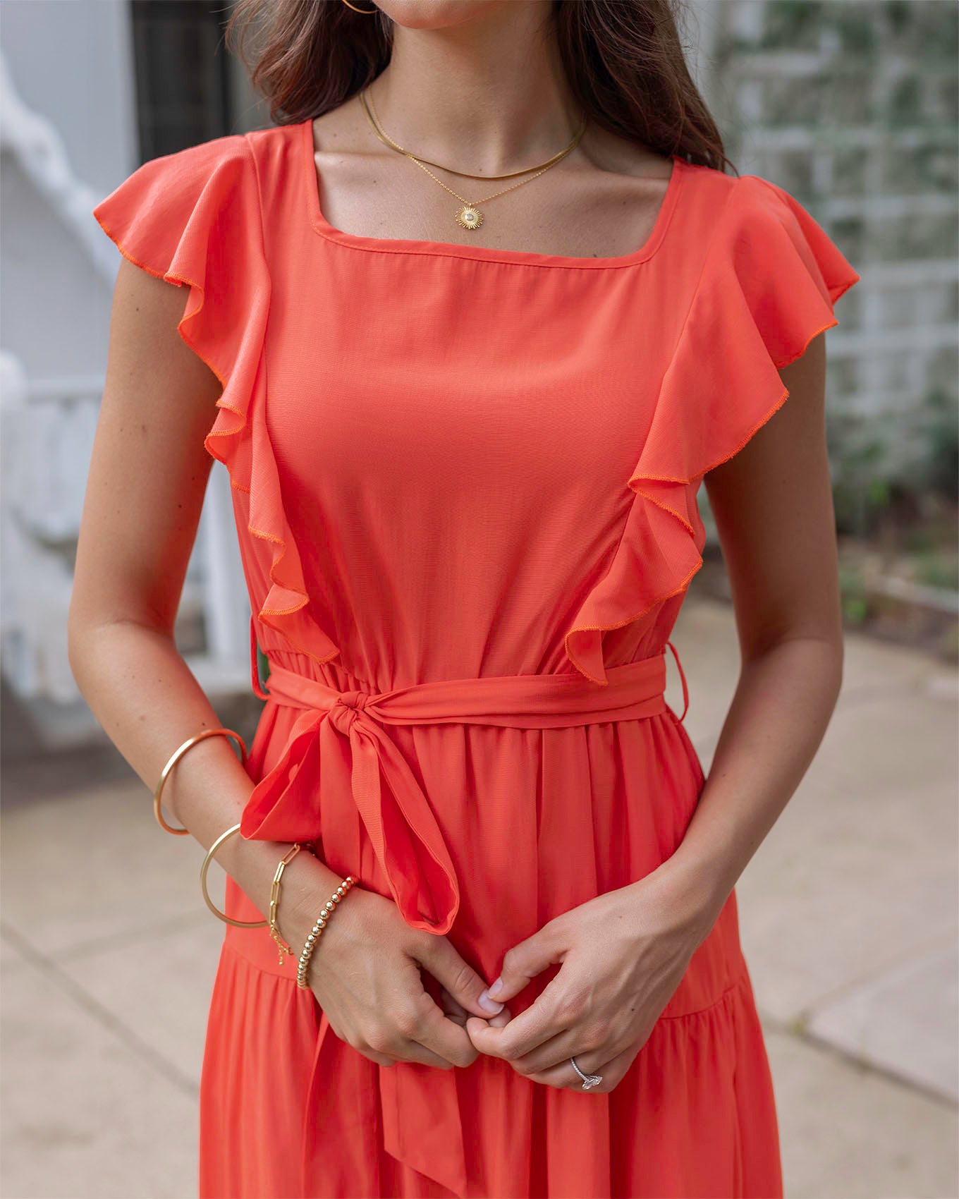 Papaya Ruffle Summer Dress - Grace and Lace