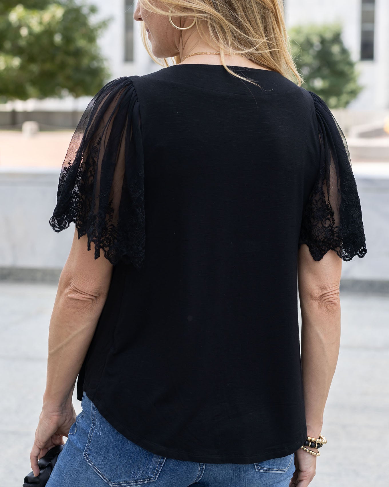 Black top lace sleeves