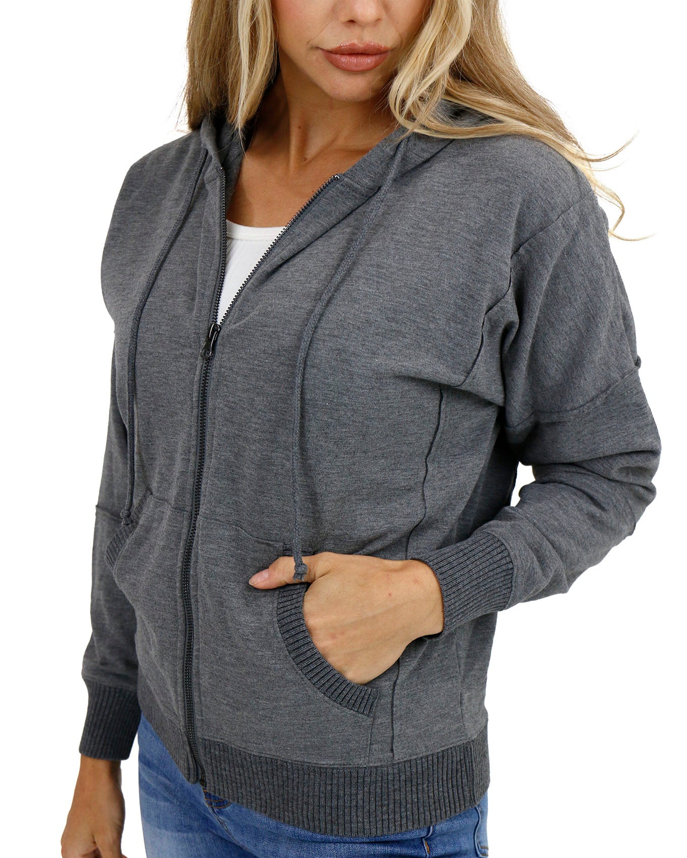 Signature Soft Heathered Charcoal Zip Up Hoodie - FINAL SALE