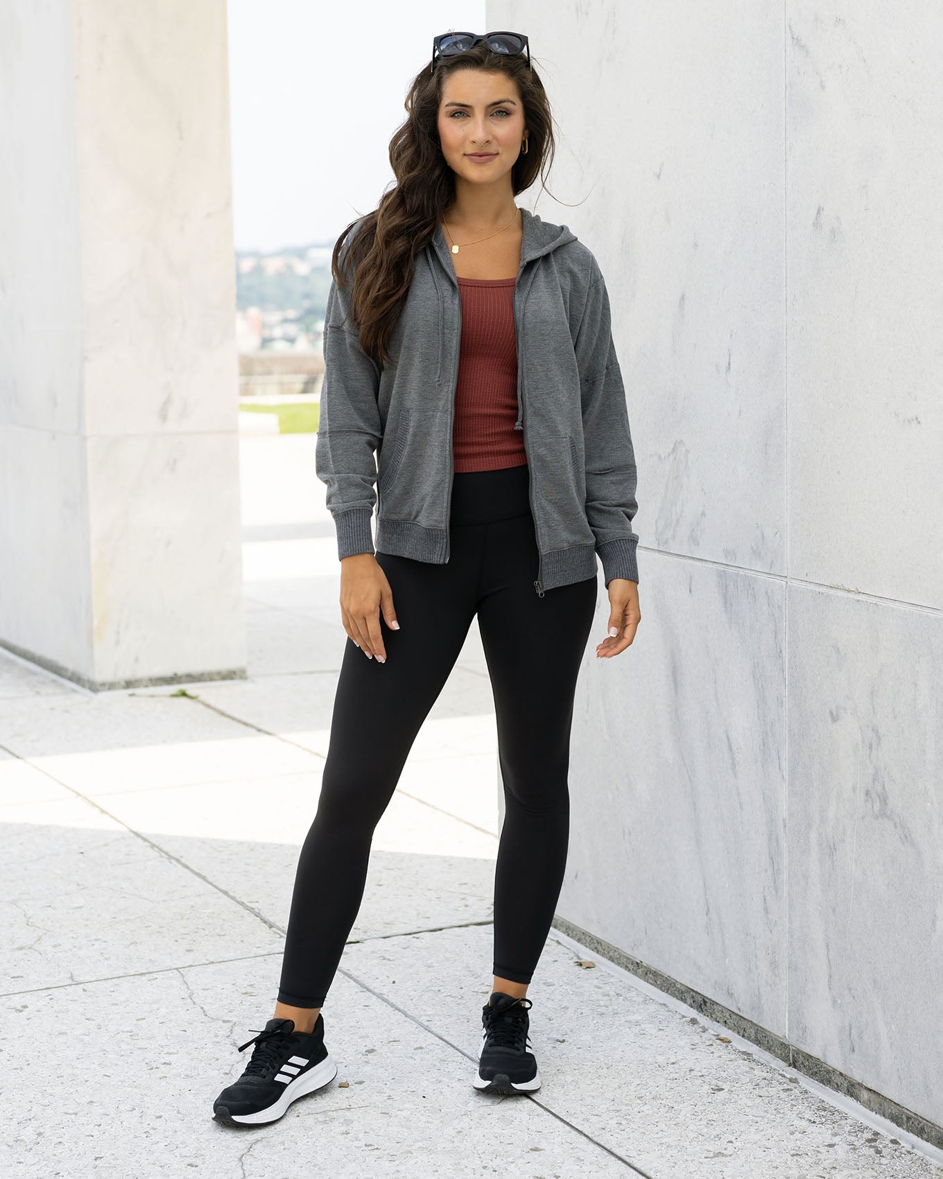 Grey zip up on sale top