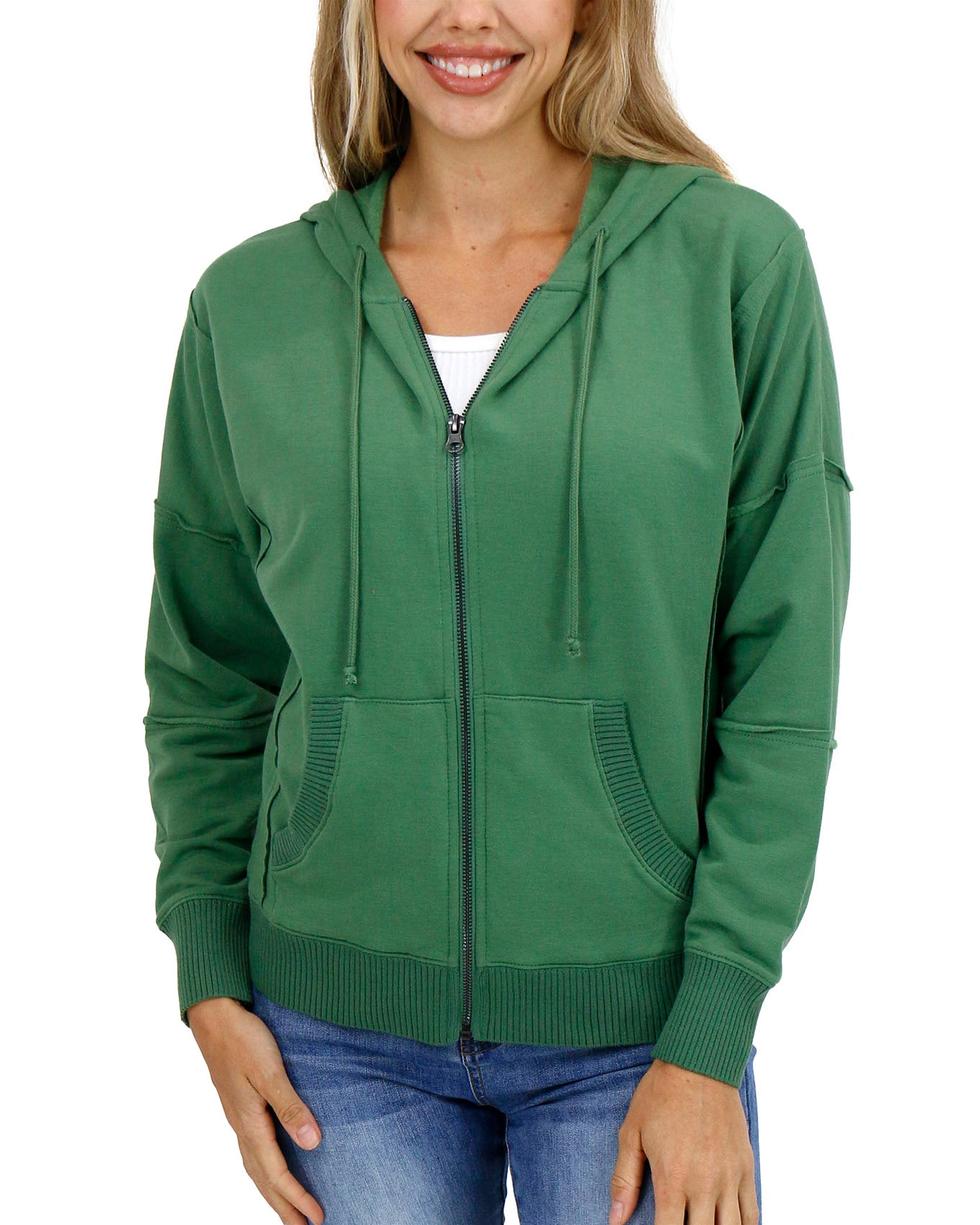 Dark green zipper sales hoodie