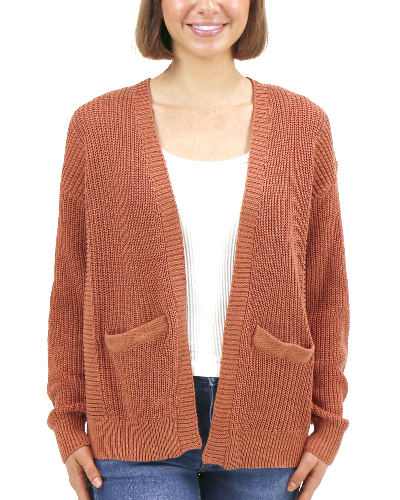 orange cardigan sweater