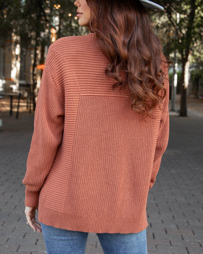 Slouchy Knit Baked Pumpkin Pocket Cardigan