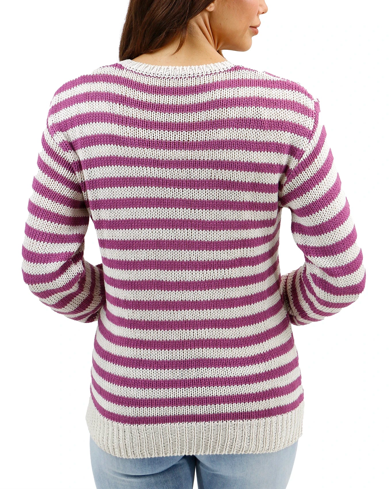 pink and white striped sweater