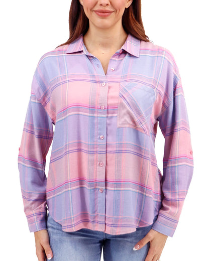 Soft Brushed Spring Pink Plaid Shirt