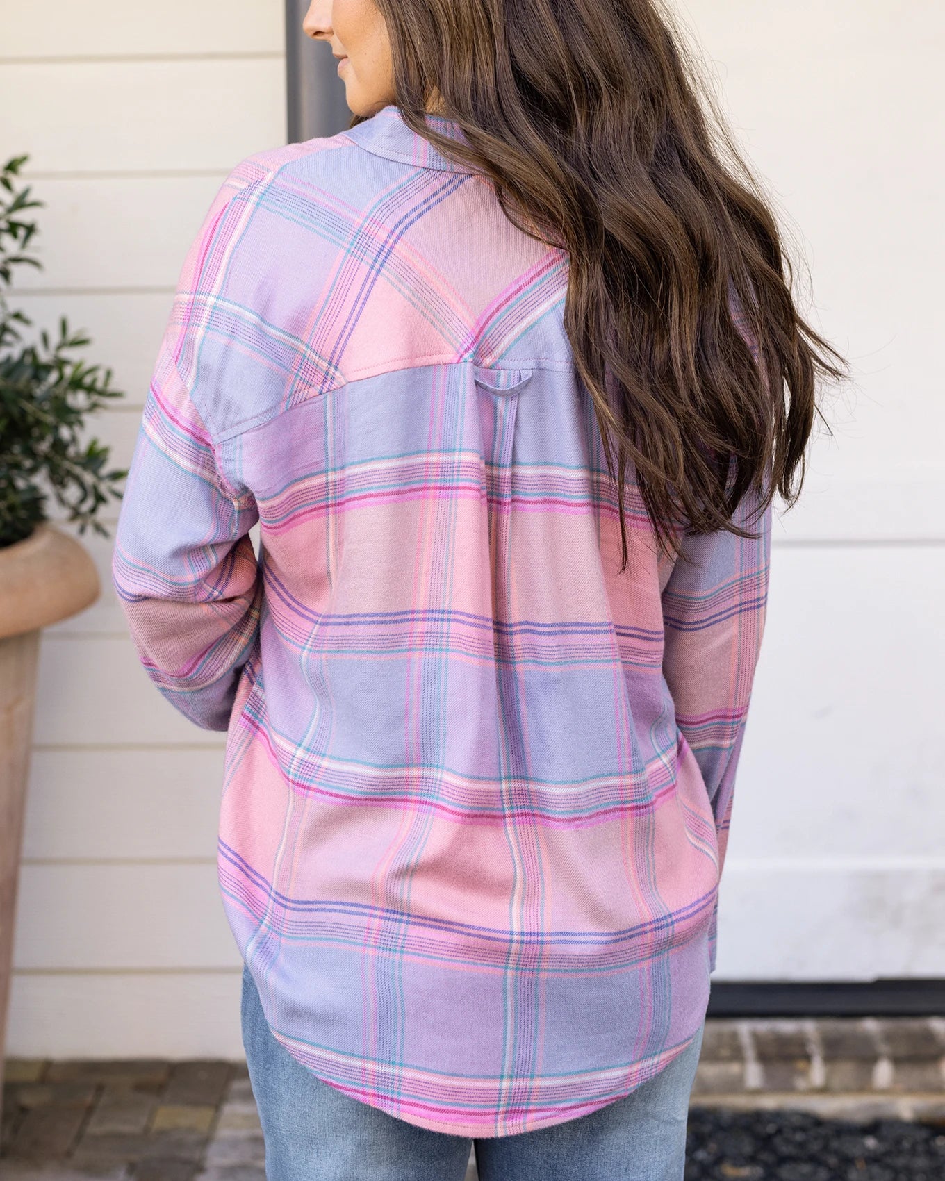 Soft Brushed Spring Pink Plaid Shirt