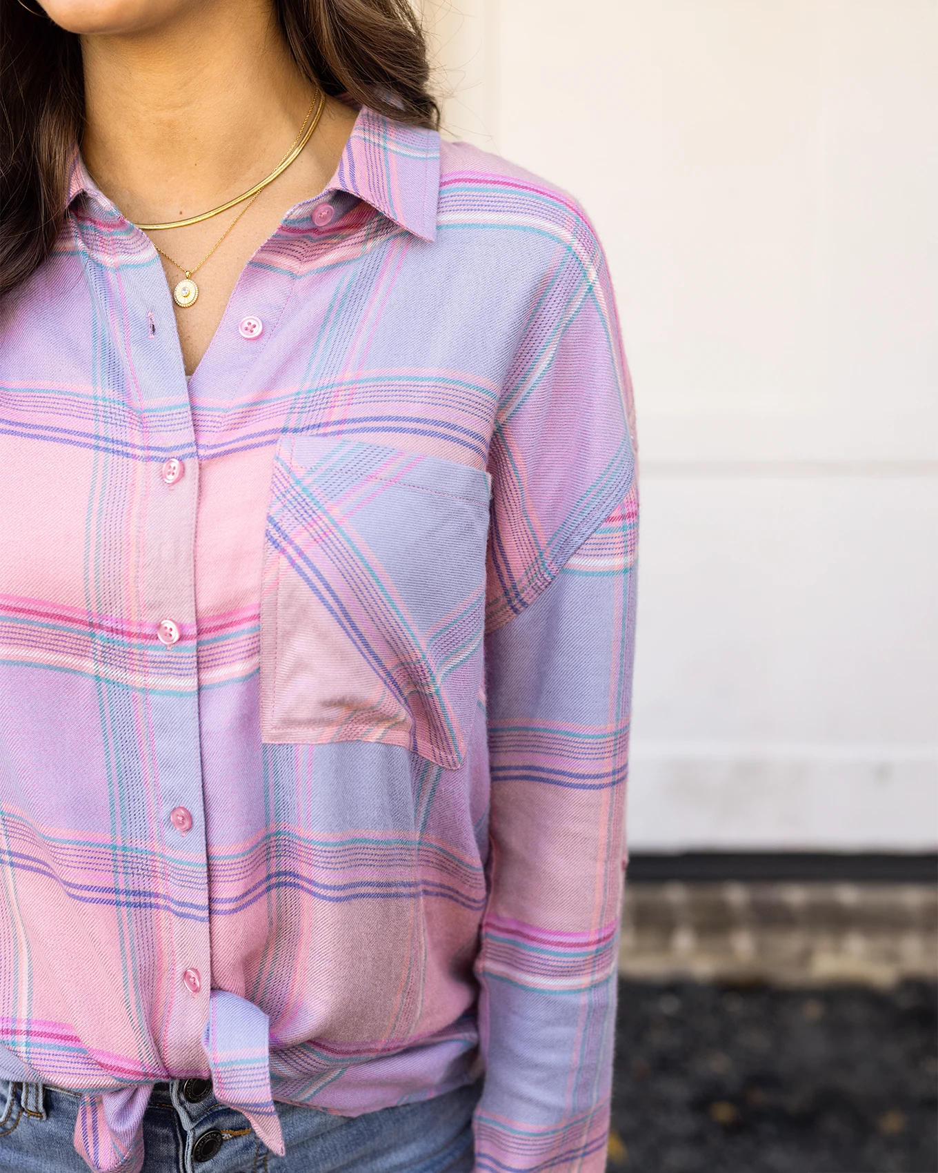 Soft Brushed Spring Pink Plaid Shirt