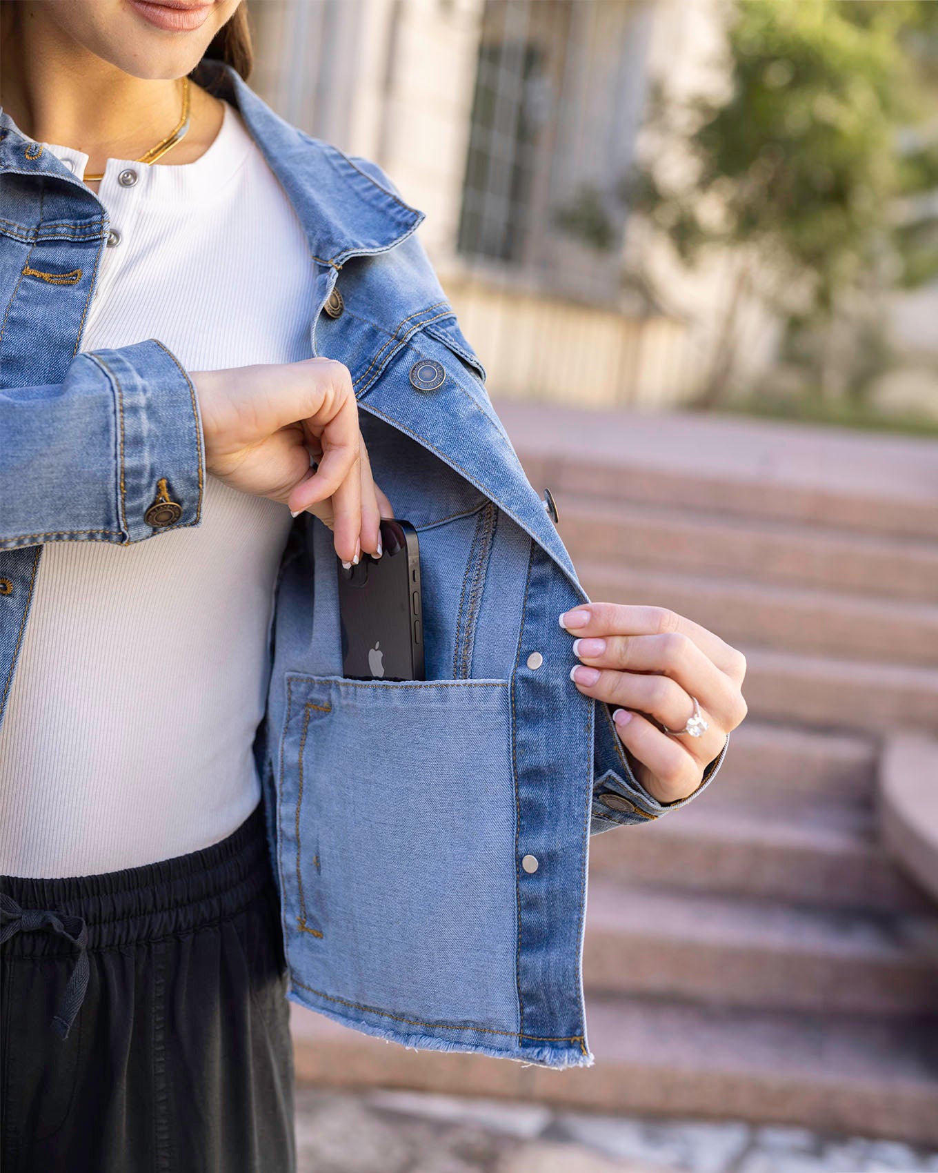 Soft Wash Denim Jacket in Mid-Wash