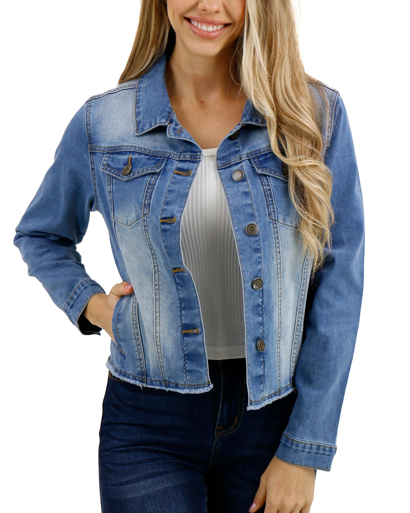 Soft Wash Denim Jacket in Mid-Wash