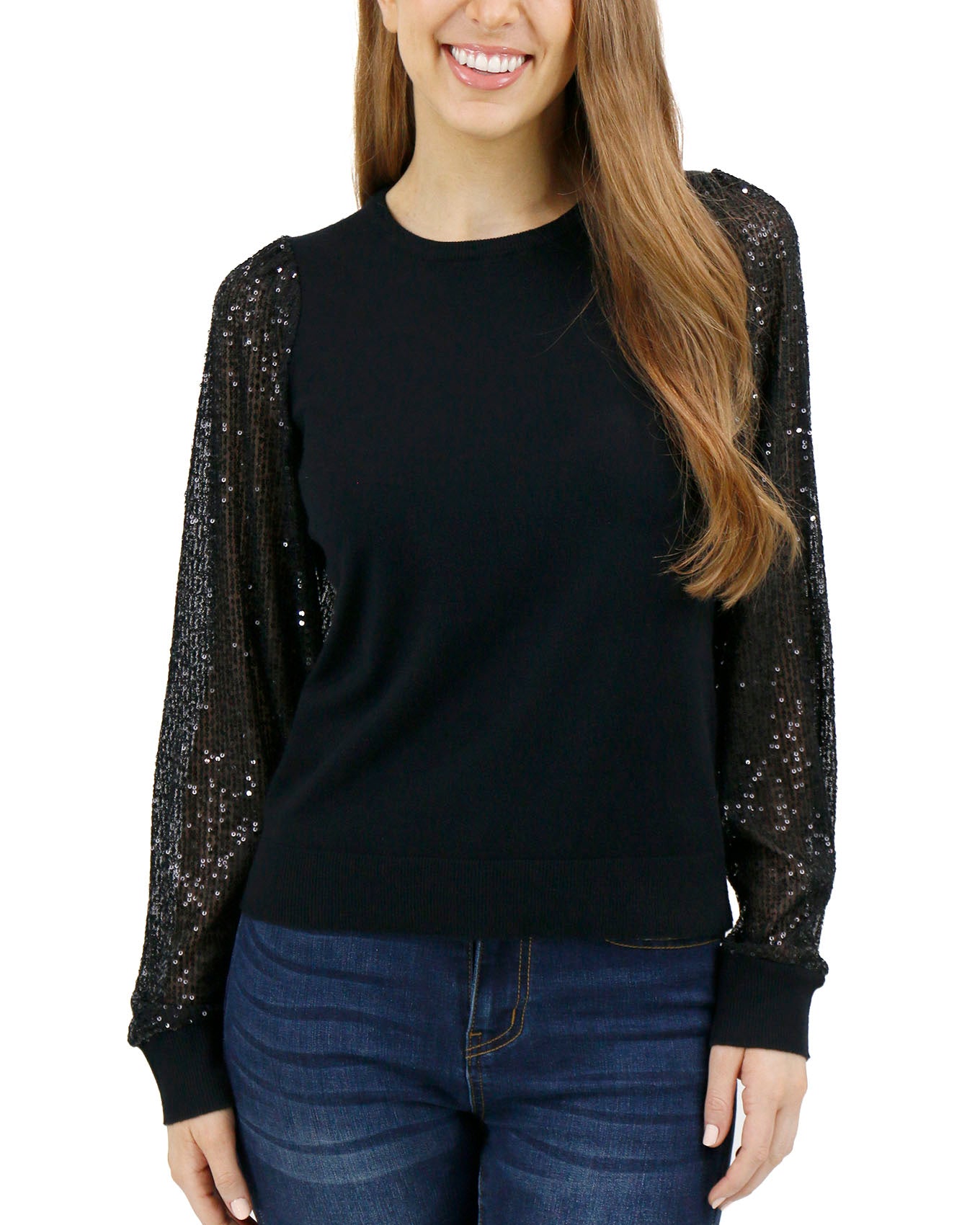 Sparkle Sequin Sleeve Sweater - Grace and Lace