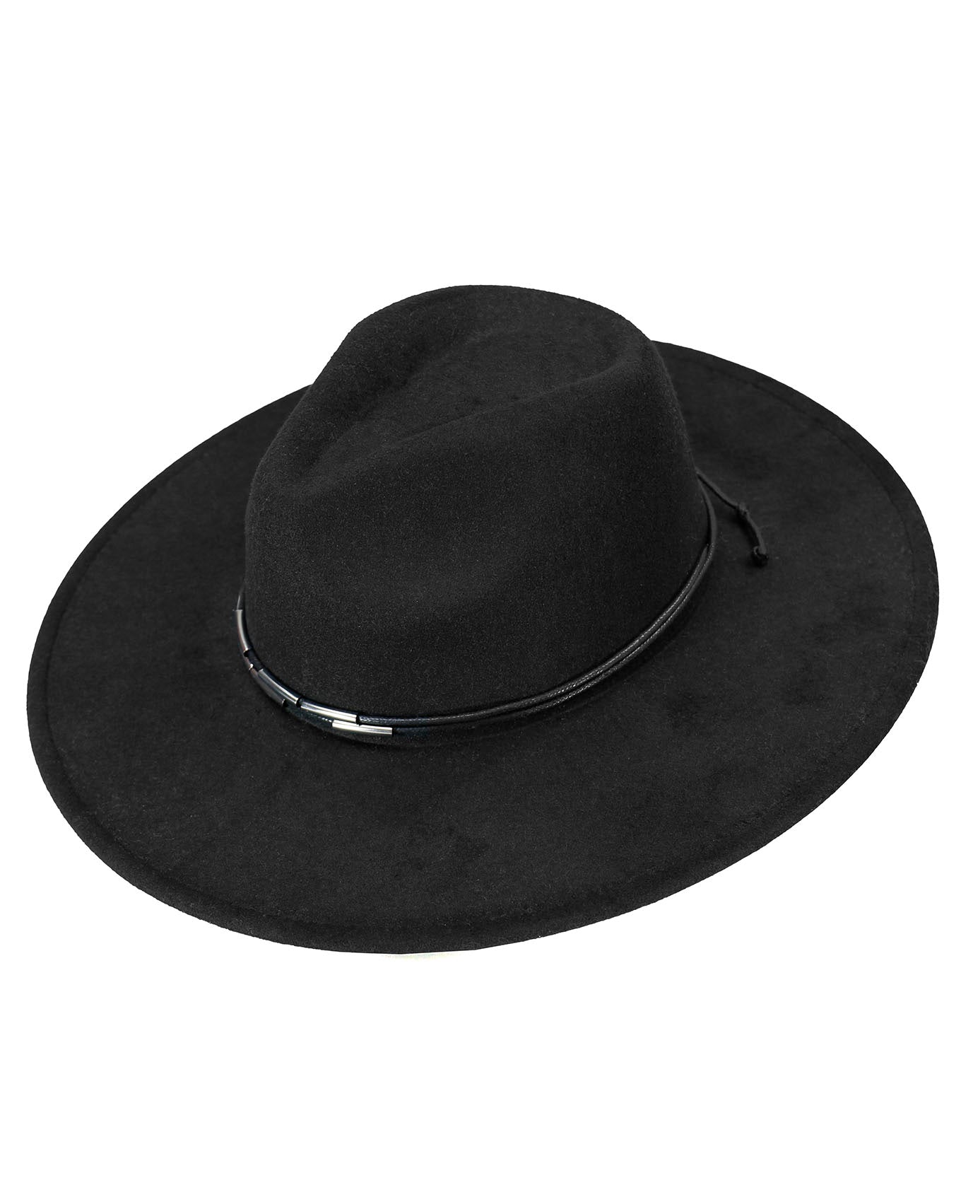 Wide Brim Felt Hat in Black