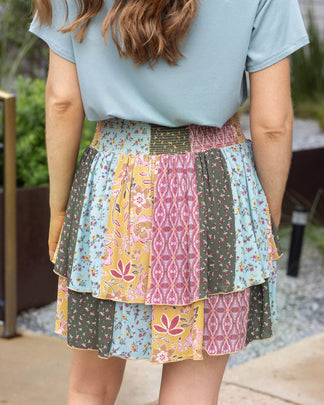 Patchwork Print Summer Tiered Skort - Grace and Lace