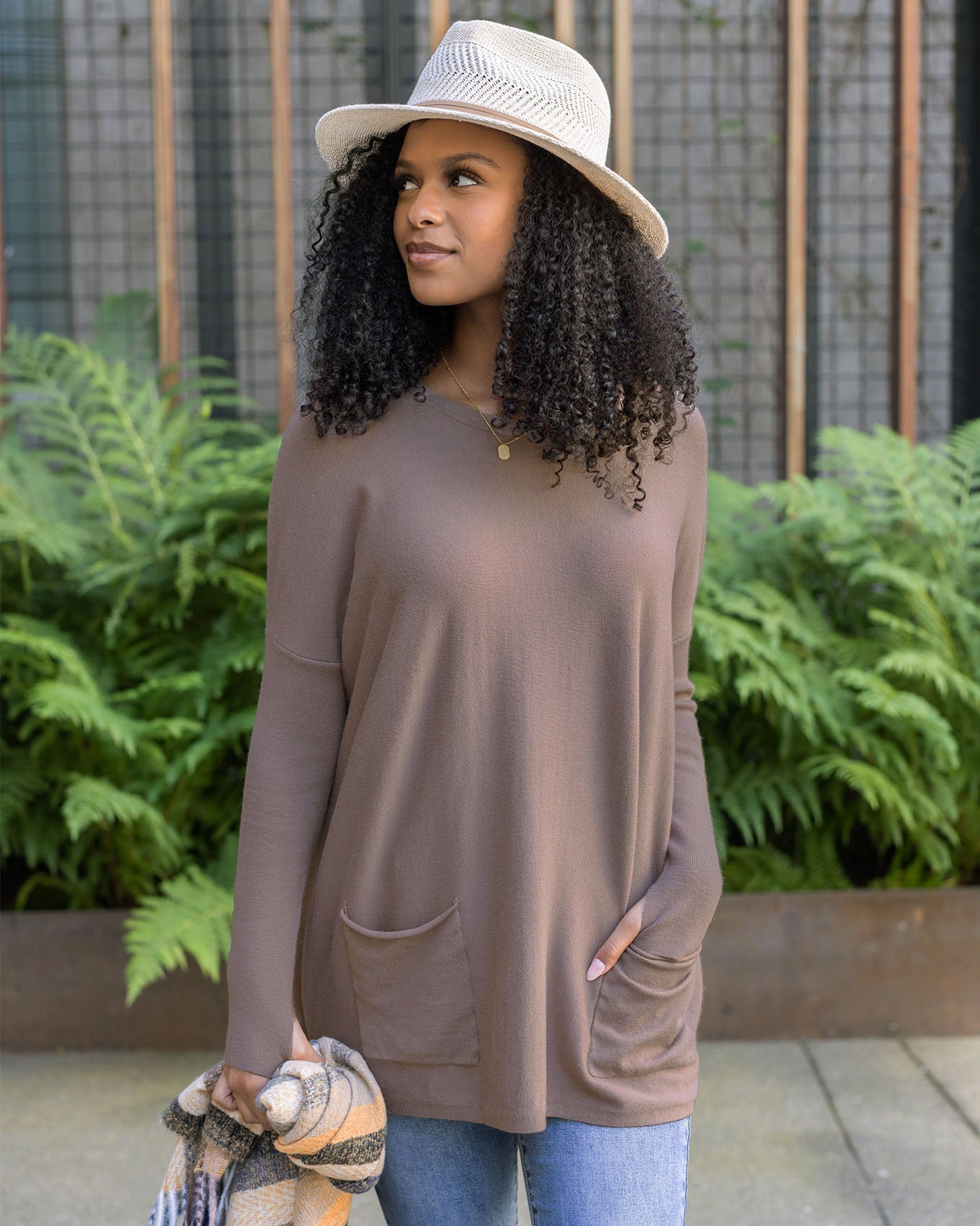 Sweater Pocket Tunic in Mocha - FINAL SALE - Grace and Lace