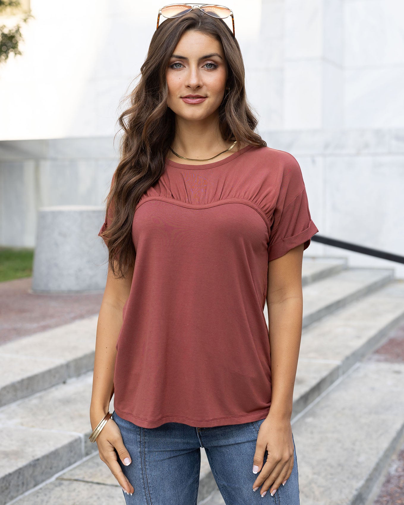 Sweetheart Tee in Adobe Red - Grace and Lace