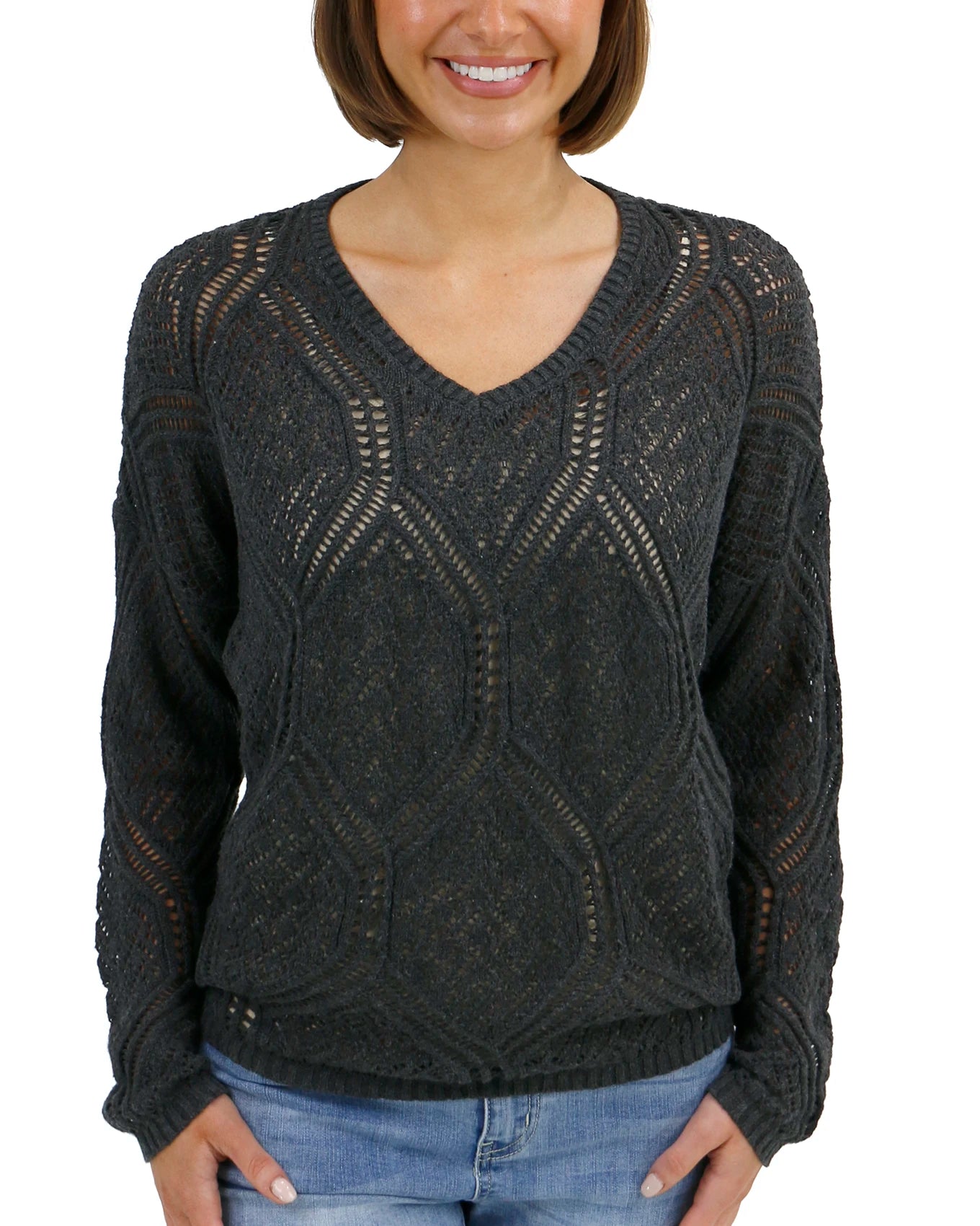 pointelle knit sweater